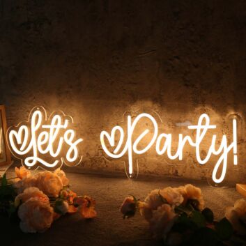 Let’s Party! with Hearts LED Neon Sign