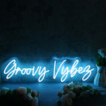 Groovy Vybes Blue Neon Sign