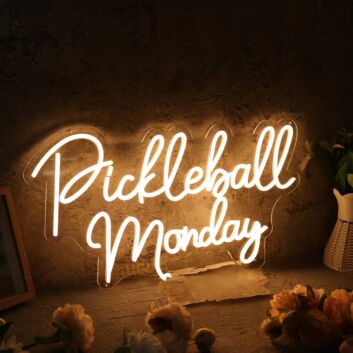 Pickleball Monday Yellow Neon Sign