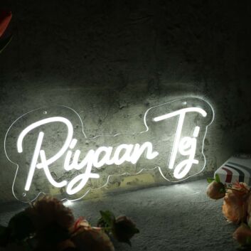 Riyaan Tej White Neon Sign