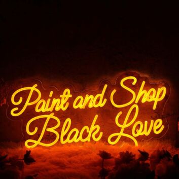 Paint and Shop Black Love Orange Neon Sign