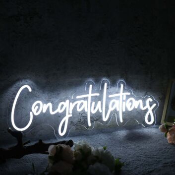 Congratulations White Neon Sign