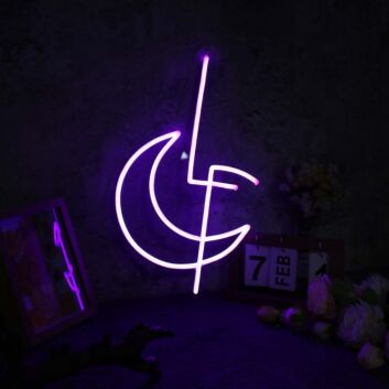 Moon Vector Purple Neon Sign