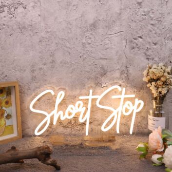 Short Stop Yellow Neon Sign