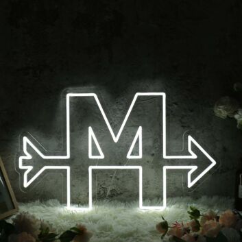 Letter M With Arrow Neon Sign