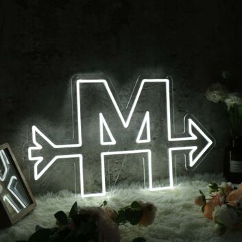 Letter M With Arrow Neon Sign