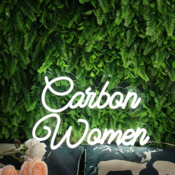 Carbon Women White Neon Sign