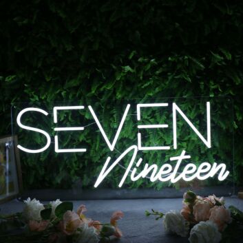 Seven Nineteen White Neon Sign