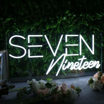 Seven Nineteen White Neon Sign