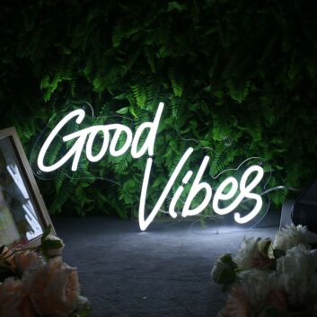 Good Vibes White Custom Neon Sign