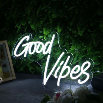 Good Vibes White Custom Neon Sign