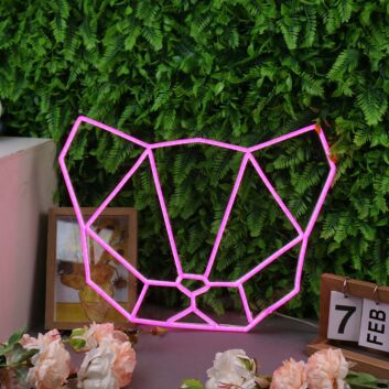 Abstract Cat Head Pink Neon Sign