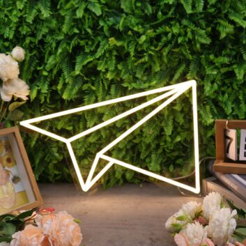 Paper Plane Yellow Neon Sign