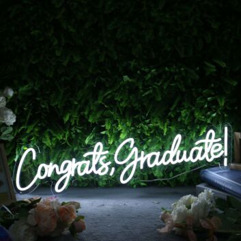 Congrats Graduate White Neon Sign