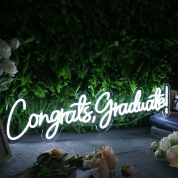 Congrats Graduate White Neon Sign