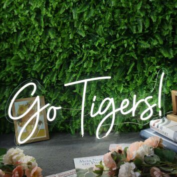 Go Tigers White Neon Sign