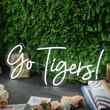Go Tigers White Neon Sign