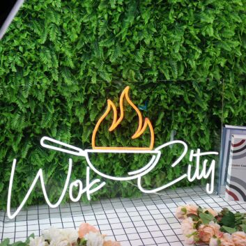 Wok City White Custom Neon Sign