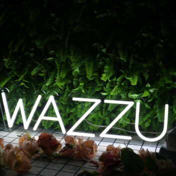WAZZU White Neon Sign