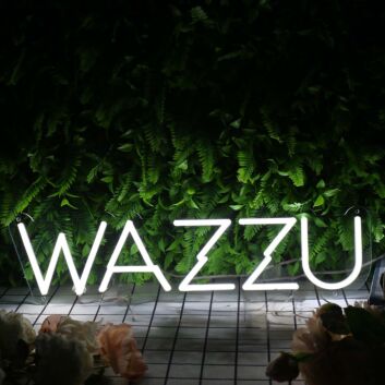 WAZZU White Neon Sign