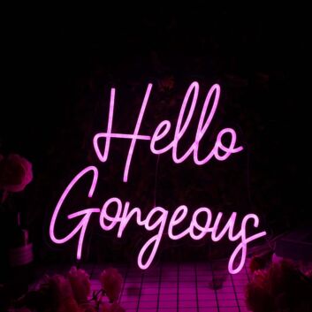 Hello Gorgeous Purple Neon Sign
