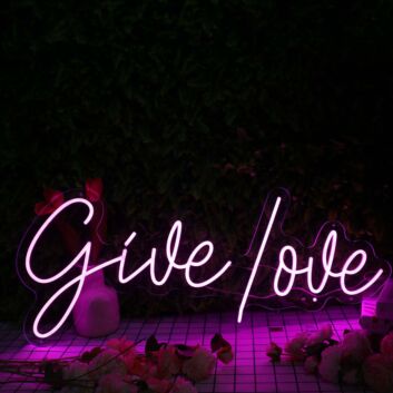 Give Love Purple Neon Sign