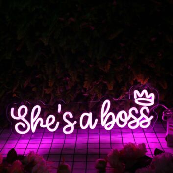 She&#039;s A Boss Purple Neon Sign