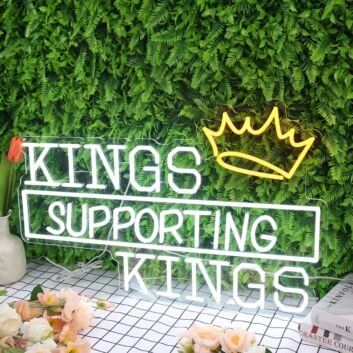 Kings Supporting Kings White Neon Sign