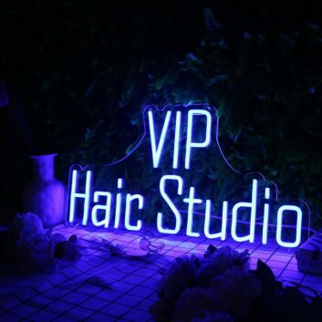 VIP Hair Studio Blue Neon Sign