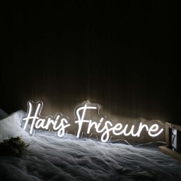 Haris Friseure White Neon Sign