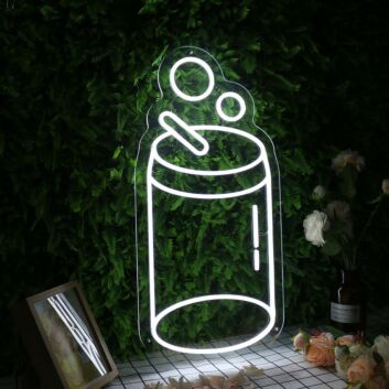 A Can Of Drink White Neon Sign