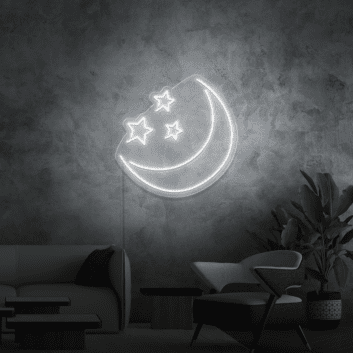 Crescent Moon and Three Stars LED Neon Sign
