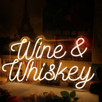Wine And Whiskey Yellow Neon Sign