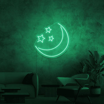 Crescent Moon and Three Stars LED Neon Sign