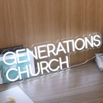 Generations Church White Neon Sign