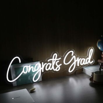 Congrats Grad White Neon Sign