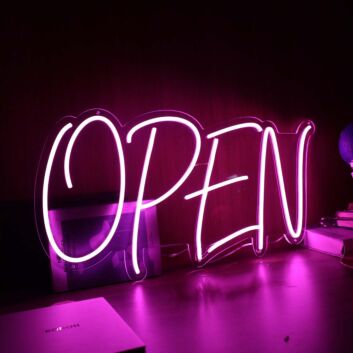 Open Purple Neon Sign