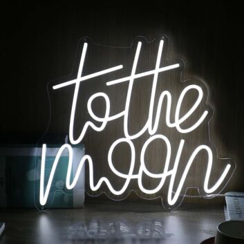 To The Moon White LED Neon Sign