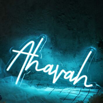 Ahavah Blue Neon Sign