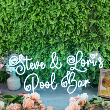 Steve And Lori's Pool Bar Blue Neon Sign