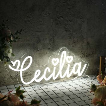 Cecilia White Neon Sign