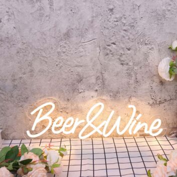 Beer And Wine Yellow Neon Sign