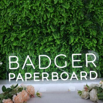 Badger Paperboard White Neon Sign