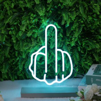 Middle Finger Blue Neon Sign