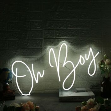 Oh Boy White Neon Sign