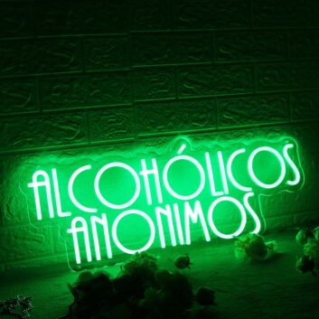 Alcoholicos Anonimos Green Neon Sign
