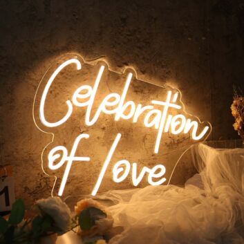 Celebration Of Love Yellow Neon Sign