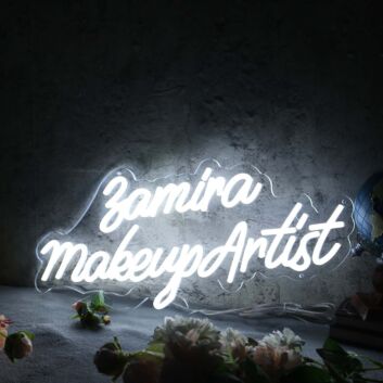 Zamira Makeup Artist White Neon Sign