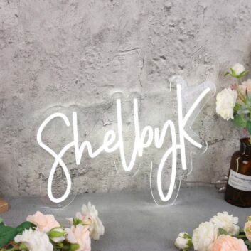 Shelby K White Neon Sign