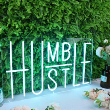 Humble Hustle Blue Neon Sign